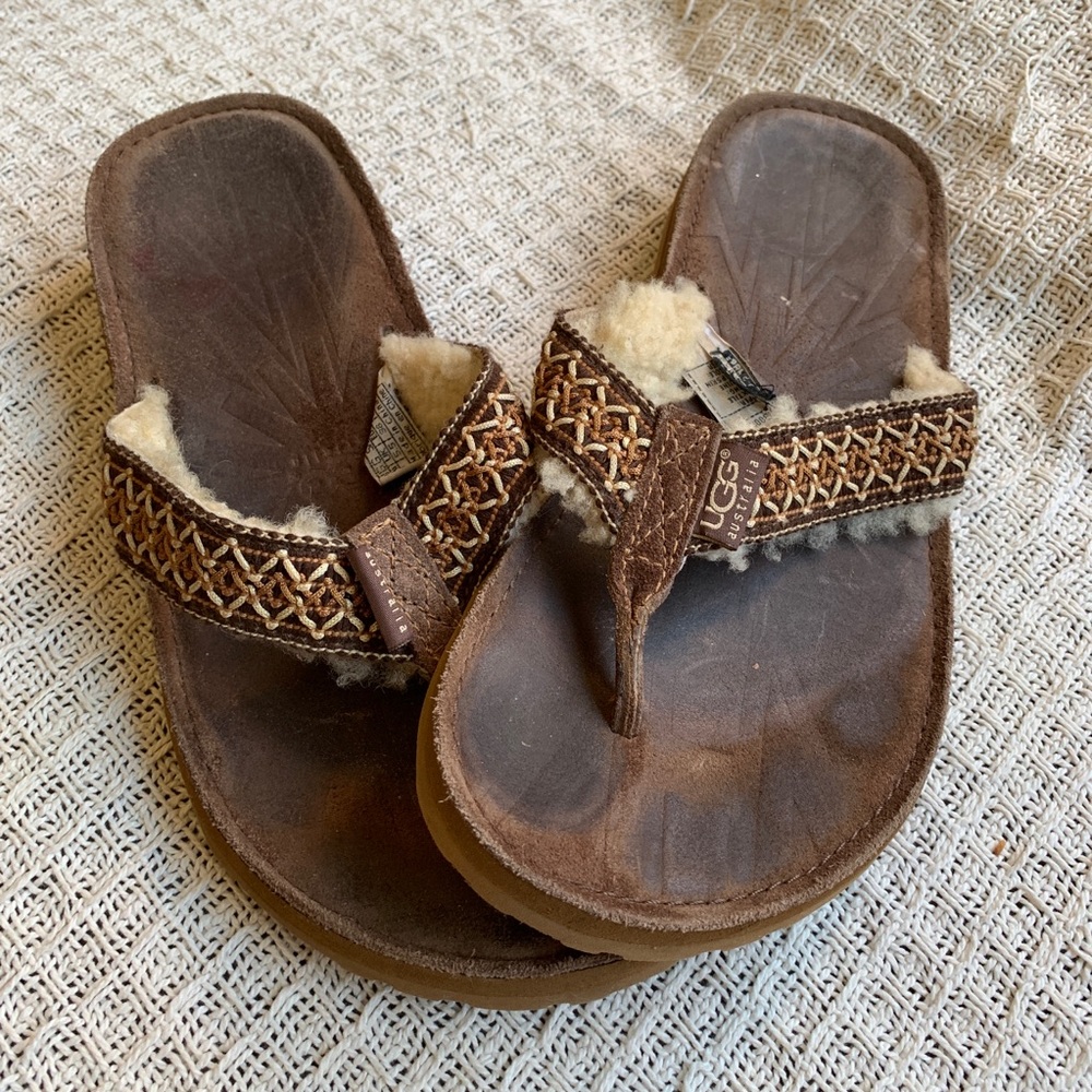 Ugg Shearling Flip Flops